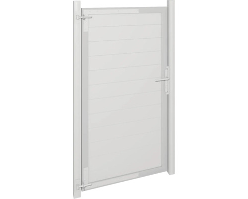 Portillon de jardin blanc en aluminium avec lames horizontales