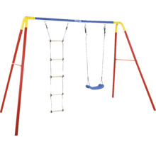 Portique d'escalade avec balançoire et échelle de corde pour l'extérieur