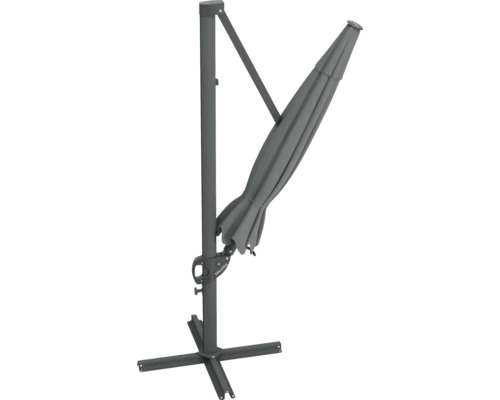 Parasol excentré gris avec support