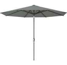 Grauer Sonnenschirm mit Kurbel zum Öffnen