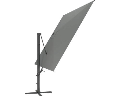 Rechteckiger Ampelschirm mit Standfuß für den Außenbereich