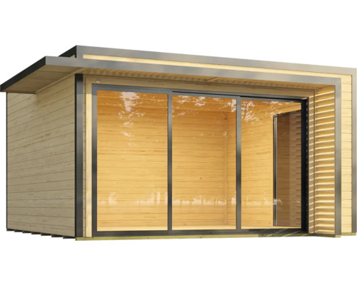 Maison de jardin en bois avec porte coulissante en verre