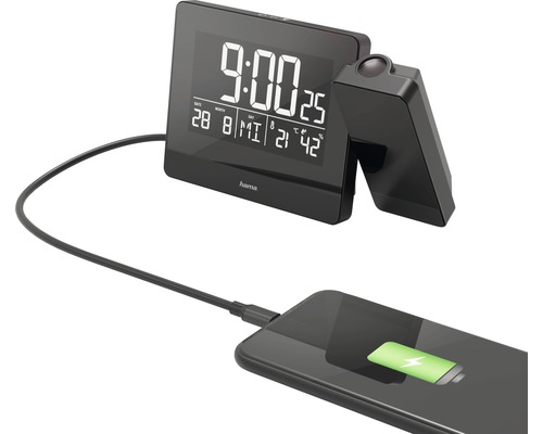 Projektionswecker Funkuhr Digital Plus Charge mit Thermometer und Datum schwarz 15x9,5 cm Projektionswecker Funkuhr Digital Plus Charge mit Thermometer und Datum schwarz 15x9,5 cm