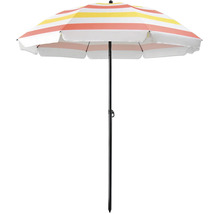 Parasol de jardin rayé avec support en métal