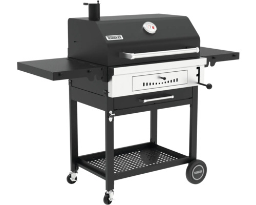 Tenneker Holzkohlegrill mit Ablageflächen und Thermometer