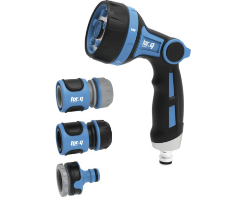 Gartenschlauchbrause mit verschiedenen Anschlussstücken