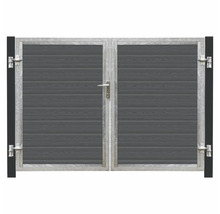 Portail double en métal avec insert en bois