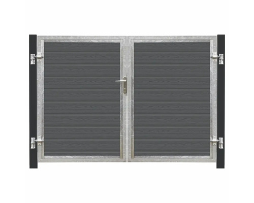 Portail double en métal avec insert en bois