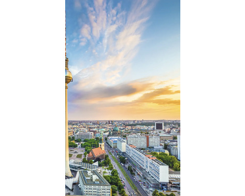 Duschrückwand SCHULTE DecoDesign Fernsehturm Fredersdorf rechts 255 x 150 cm D190152523 8151 Luftaufnahme von Berlin mit dem Berliner Fernsehturm