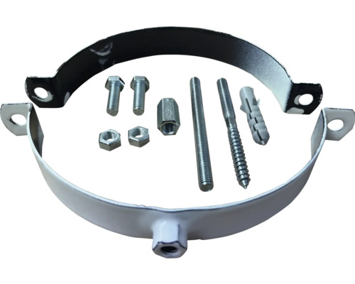 Collier de serrage avec vis, écrous, tige filetée et cheville