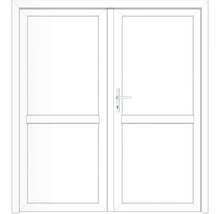 Weiße Doppeltür mit Türgriff