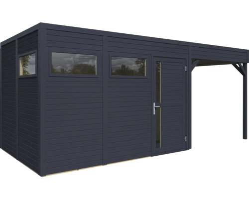 Abri de jardin avec auvent, fenêtres et porte