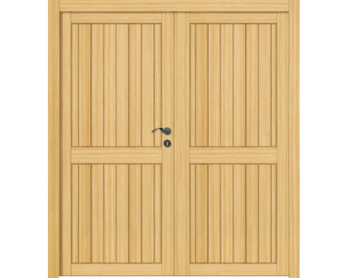 Doppeltür aus Holz mit Griff und Schloss