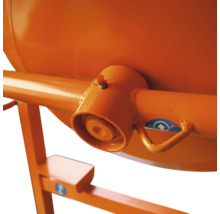 Detail einer Betonmischmaschine mit Drehvorrichtung und Stützrahmen.