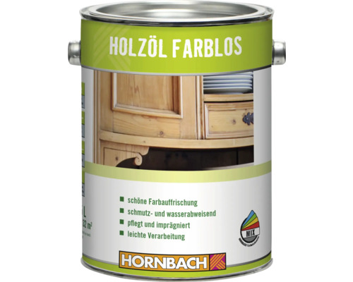 Farbloses Holzöl in einer Dose mit Hornbach Logo