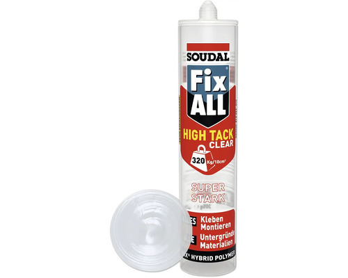 Colle de montage Soudal Fix ALL High Tack Clear transparent 305 g Cartouche de colle Soudal Fix All High Tack