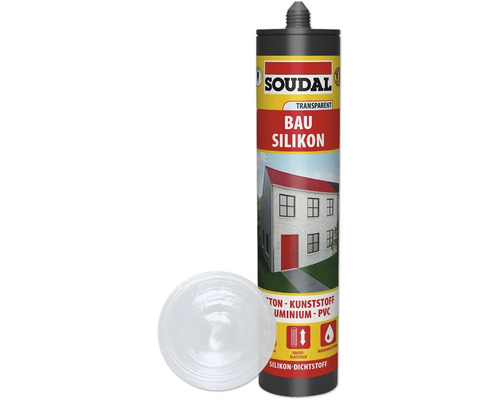 Soudal 1K Bau & Fenstersilikon transparent 300 ml Soudal Bausilikon, transparent, in einer Kartusche