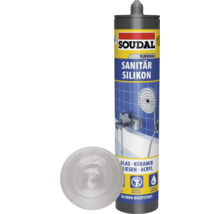 Kartusche Sanitärsilikon der Marke Soudal in silbergrau