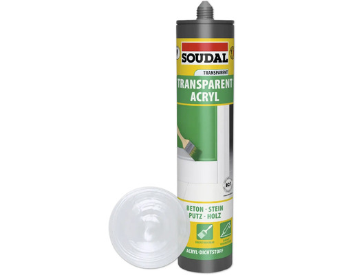 Soudal Wand & Fassade Acryl transparent 300 ml Soudal Transparent Acryl Dichtstoff Kartusche