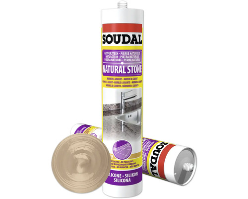 Soudal Naturstein Silikon travertin 290 ml Soudal Naturstein Silikonkartusche für Marmor und Granit