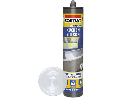 Soudal Küche & Bad Silikon transparent 300 ml Soudal Küchen Silikon, transparent, für Glas und Edelstahl Arbeitsplatten
