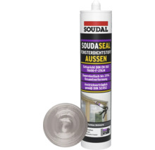 Soudal Soudaseal Fensterdichtstoff Außen Betongrau mit geöffnetem Deckel