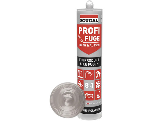 Matériau d'étanchéité et joint Soudal Profi Fuge 8en1 gris foncé 280 ml Cartouche de mastic d'étanchéité Soudal Profi Fuge avec composé à joints