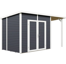 Abri de jardin avec double porte et auvent