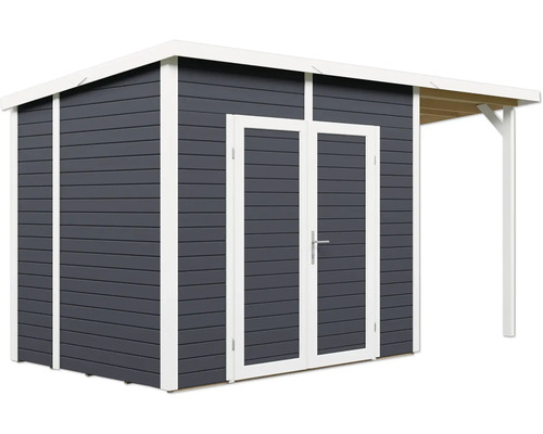 Abri de jardin avec double porte et auvent