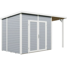 Abri de jardin avec porte double et auvent