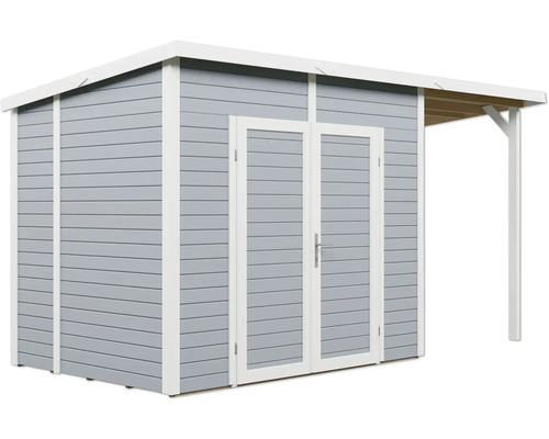 Abri de jardin avec porte double et auvent