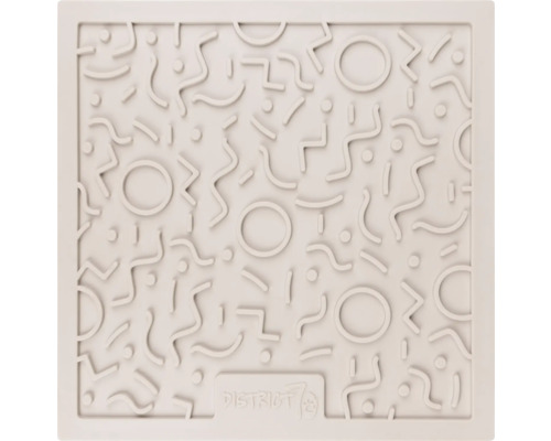 Fressnapfunterlage mit geometrischem Muster und District 7 Logo