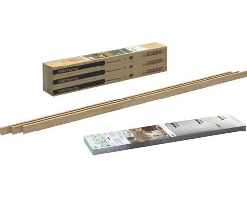 Paquets de revêtements de sol Egger avec plinthes assorties et isolation phonique