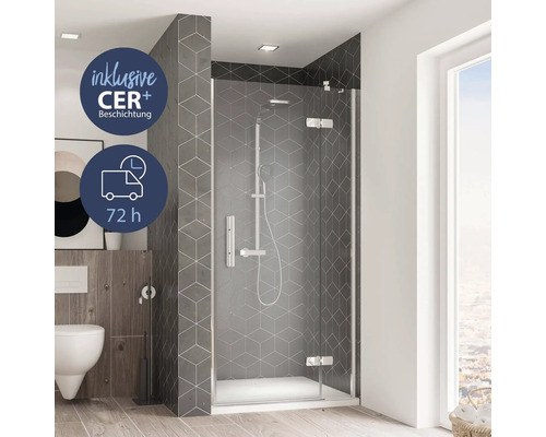 Duschkabine mit CER+ Beschichtung und Lieferzeit von 72 Stunden in einem Badezimmer