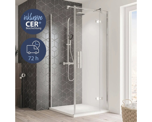 Cabine de douche avec revêtement CER Plus et indication du délai de livraison 72 heures
