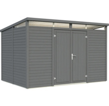 Geräteschuppen mit Doppeltür und horizontaler Holzverkleidung