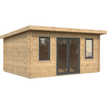 Abri de jardin en bois avec porte double et fenêtres