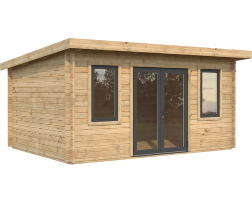 Abri de jardin en bois avec porte double et fenêtres