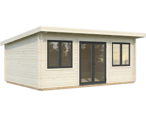 Maison de jardin en bois avec fenêtres et porte double