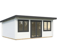 Holzgartenhaus mit Fenstern und Doppeltür