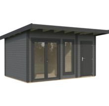 Abri de jardin en bois avec double porte et porte simple