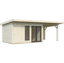 Abri de jardin en bois avec double porte et annexe