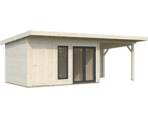 Abri de jardin en bois avec double porte et annexe