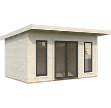 Maison de jardin en bois avec fenêtres et porte double