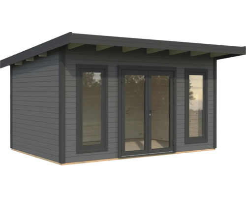 Holzgartenhaus mit Fenstern und Doppeltür