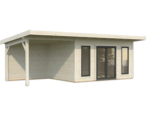 Maison de jardin en bois avec auvent et fenêtres