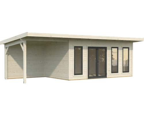 Abri de jardin en bois avec véranda couverte et fenêtres