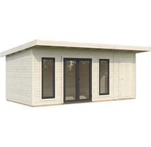 Maison de jardin en bois avec fenêtres et porte double