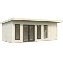 Maison de jardin en bois avec fenêtres et porte double