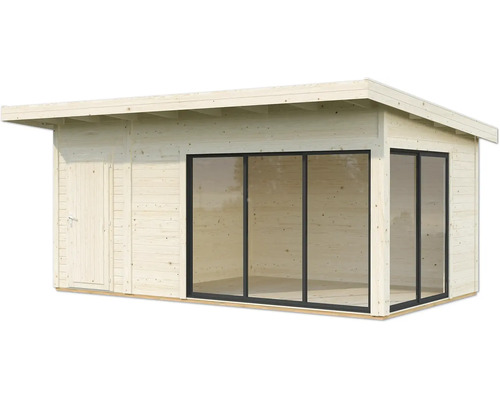 Abri de jardin en bois avec porte et façade vitrée